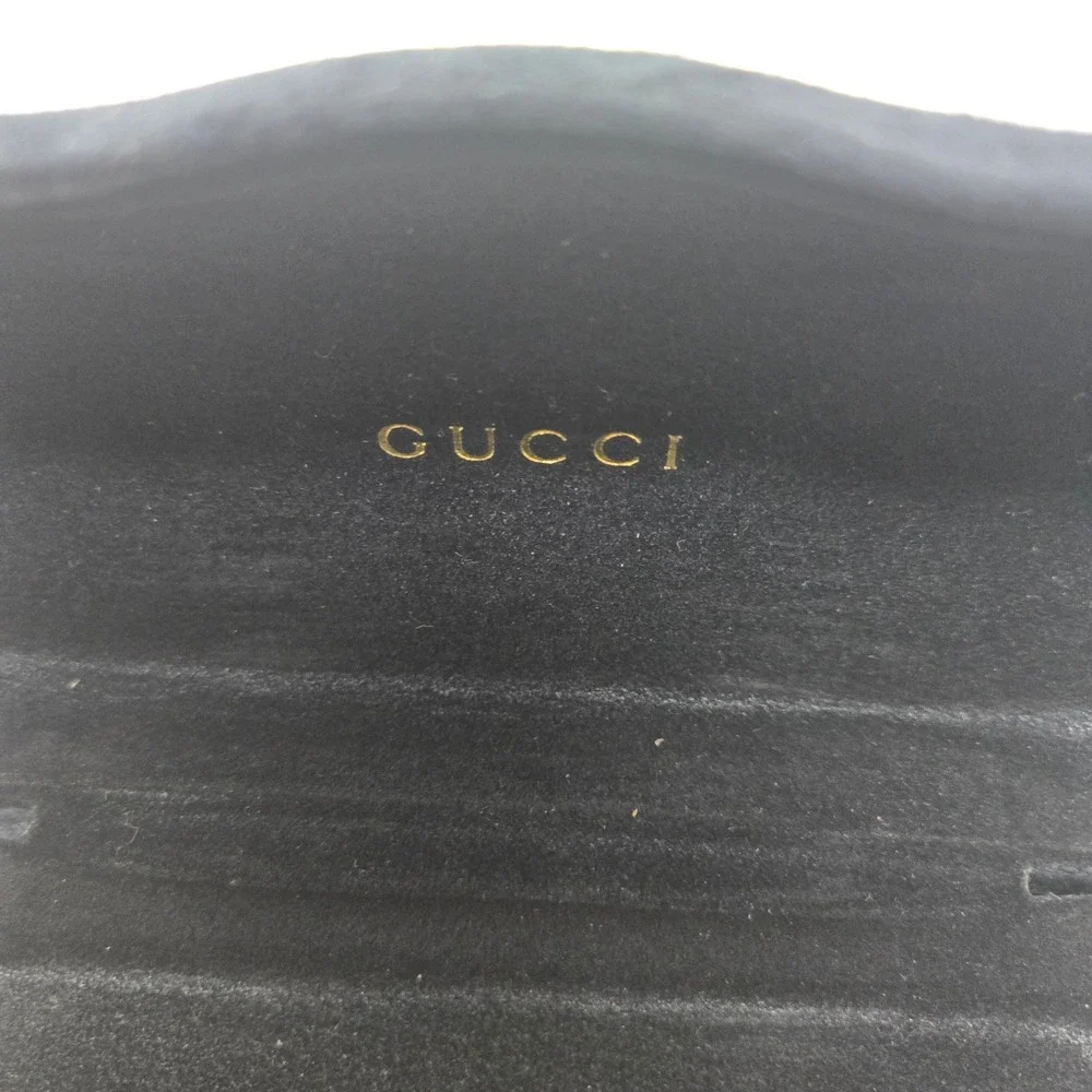 Gucci Black Velvet Sunglasses Case Hardshell Gold Logo Eyewear Protector Luxury
